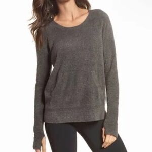 *BAREFOOT DREAMS* Heathered Gray CozyChic Lite Crew Neck Pullover Sweater Sz XL